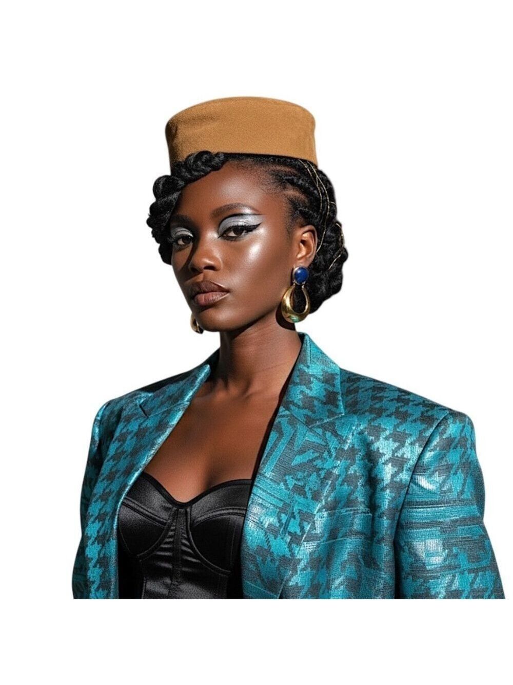 Vintage Canadian made warm brown genuine suede leather pill box style hat 22"